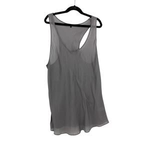 Beautiful People Silk Racerback Tank Top Womens Size Large Dark Gray Scoop Neck